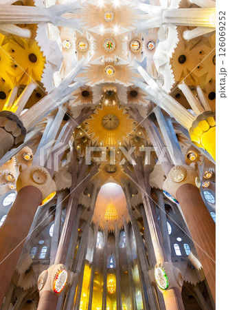 BARCELONA, SPAIN - DECEMBER 21, 2015 - Interior of Sagrada Familia 126069252