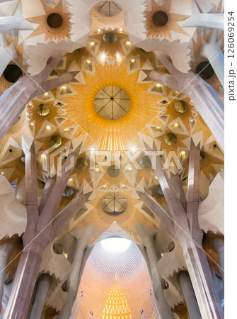 BARCELONA, SPAIN - DECEMBER 21, 2015 - Interior of Sagrada Familia 126069254