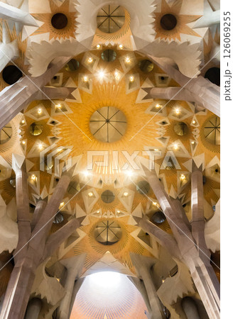 BARCELONA, SPAIN - DECEMBER 21, 2015 - Interior of Sagrada Familia 126069255