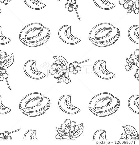 Monochrome cute pattern. Pattern for textiles in hand draw style Monochrome cute pattern. Pattern for textiles in hand draw style 126069371