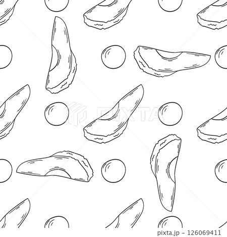 Monochrome cute pattern. Pattern for textiles in hand draw style 126069411