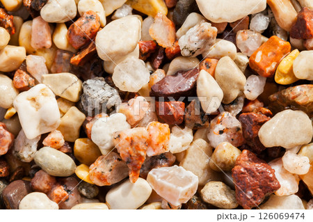 Wet colorful pebbles, natural background 126069474