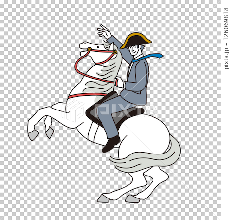 年賀状用素材　 2026年　午年　馬に乗るビジネスマンのイラスト 126069818