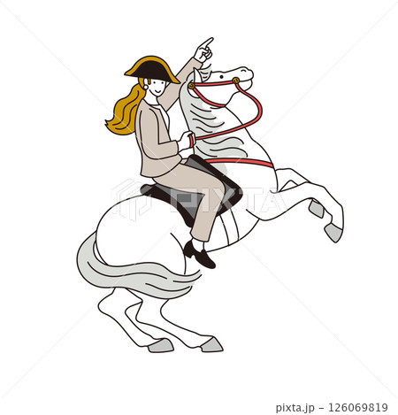 年賀状用素材　 2026年　午年　馬に乗るビジネスウーマンのイラスト 126069819