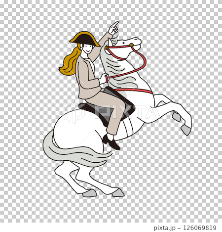 年賀状用素材　 2026年　午年　馬に乗るビジネスウーマンのイラスト 126069819