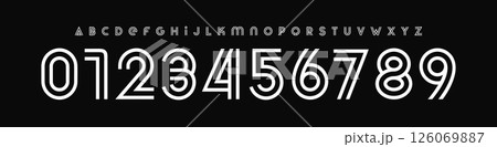 Modern deco alphabet, elegant line font, striped monoline typography, retro fashion typeface, luxury logo numbers, editorial branding style, beauty design letters. Vector typeset 126069887