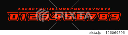 Bold racing alphabet, slanted italic font, speed-driven typography, dynamic sport typeface, futuristic logo number design, aggressive motion style, high-impact graphic letters. Vector typeset Bold racing alphabet, slanted italic font, speed-driven typography, dynamic sport typeface, futuristic logo number design, aggressive motion style, high-impact graphic letters. Vector typeset 126069896