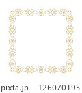 Gold frame of vibrant collection. Isolate is presented for rectangle decorating textiles, interior, prints, packaging. Curls, ribbons elements hand-painted in watercolor with gold paint accents 126070195