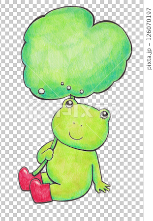 Illustration of a frog holding a leaf umbrella Illustration of a frog holding a leaf umbrella 126070197