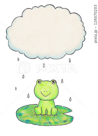 雨雲とカエルのイラスト 126070203