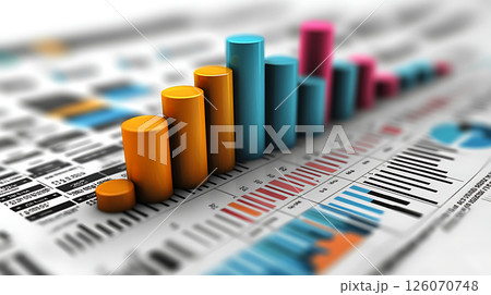 performance indicators in modern 3D charts, white background and soft shadows 126070748