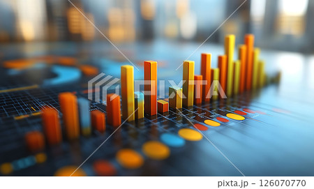 KPI metrics with 3D visuals, professional summary for business presentations 126070770