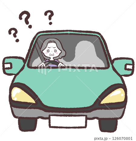 運転に困るシニア女性イラスト 126070801