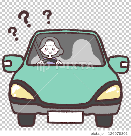 運転に困るシニア女性イラスト 126070801