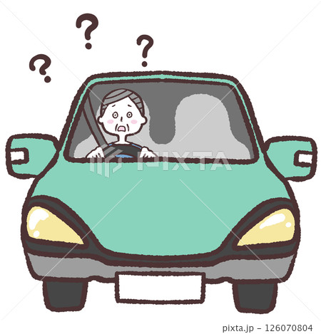 運転に困るシニア男性イラスト 126070804