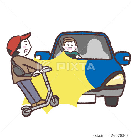 キックボードと自動車の事故のイラスト 126070808