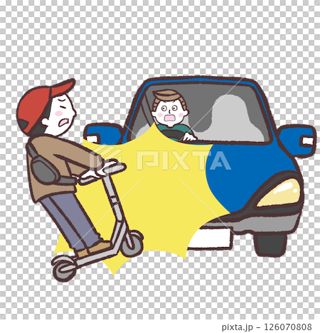 キックボードと自動車の事故のイラスト 126070808