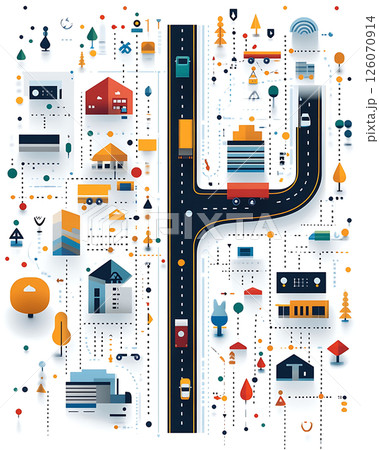 flat design logistics delivery tracking with vector map and data charts 126070914