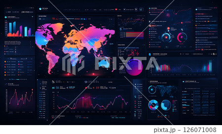 flat vector corporate report UI with business analytics and summary charts 126071008