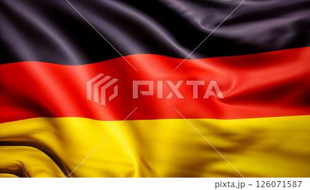 The German Flag displays bold colors, representing pride and unity with elegant fabric The German Flag displays bold colors, representing pride and unity with elegant fabric 126071587