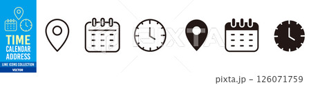 Time, calendar & address location icons set.  126071759