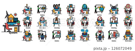 A series of images of people working at a desk A series of images of people working at a desk 126072049