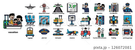 set of illustrations in the concept of tourist travel set of illustrations in the concept of tourist travel 126072081