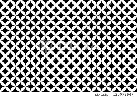 七宝文様の和柄パターン背景 黒白色 シンプルイラスト素材 七宝文様の和柄パターン背景 黒白色 シンプルイラスト素材 126072947