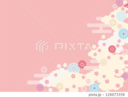 背景2025-桜と花模様5-1ベク 126073356