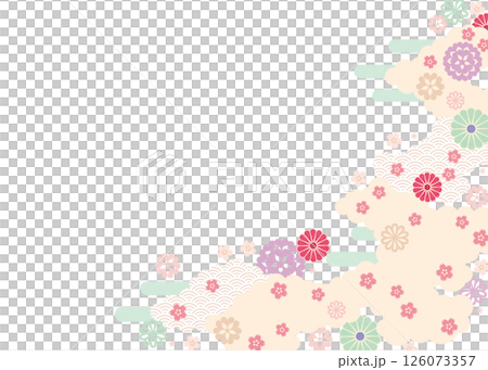 背景2025-桜と花模様5-2 126073357