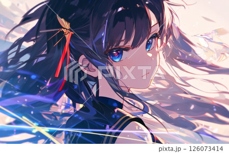躍動感あふれる白髪の美少女キャラクター・アニメスタイルのファンタジーイラスト 126073414