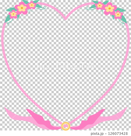 vintage pink heart-shaped frame decorated with bright and cute flower vintage pink heart-shaped frame decorated with bright and cute flower 126073428