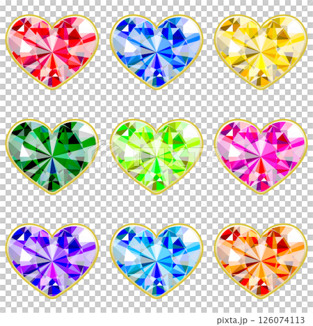 閃閃發光的奢華珠寶套裝裝飾材料心形多彩 126074113