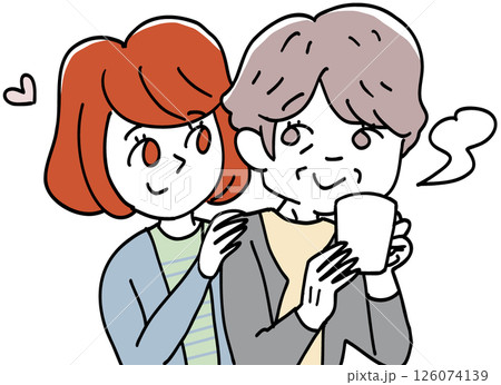 高齢お母さんと娘 126074139