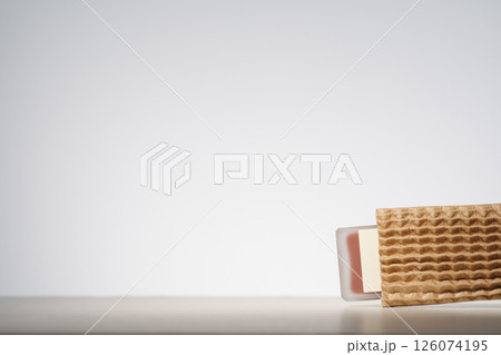 Blank beauty product in recycled delivery packaging. Minimalist mockup 126074195