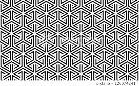 Abstract geometric pattern. A seamless vector background. White and black ornament. Graphic modern pattern. Simple lattice graphic design. Abstract geometric pattern. A seamless vector background. White and black ornament. Graphic modern pattern. Simple lattice graphic design. 126074241