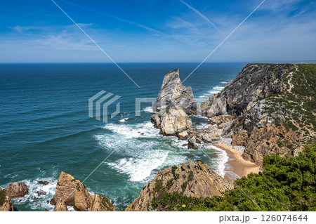 Praia Da Ursa, Ursa Beach near Cabo Da Roca on Atlantic coast, Sintra, Portugal 126074644