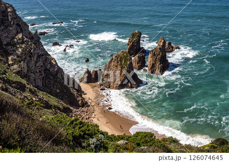 Praia Da Ursa, Ursa Beach near Cabo Da Roca on Atlantic coast, Sintra, Portugal Praia Da Ursa, Ursa Beach near Cabo Da Roca on Atlantic coast, Sintra, Portugal 126074645