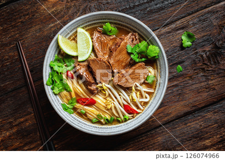 Pho Bo beef meat and noodles soup Pho Bo beef meat and noodles soup 126074966