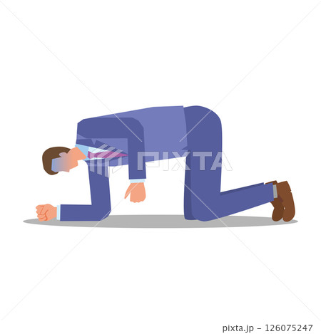 四つん這いで倒れ込む顔色の悪い男性 四つん這いで倒れ込む顔色の悪い男性 126075247