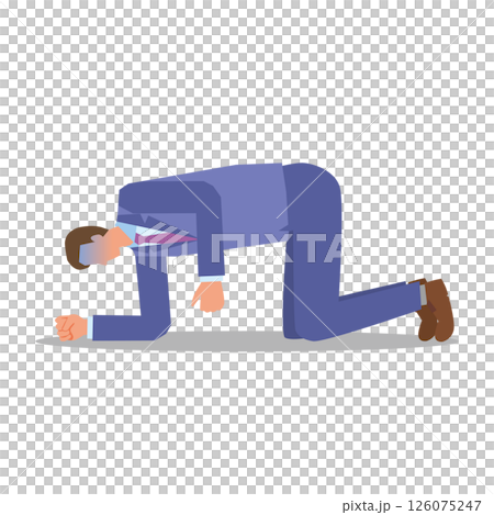 四つん這いで倒れ込む顔色の悪い男性 四つん這いで倒れ込む顔色の悪い男性 126075247