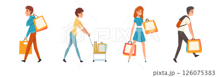 People Character Shopping and Making Purchase Vector Set People Character Shopping and Making Purchase Vector Set 126075383