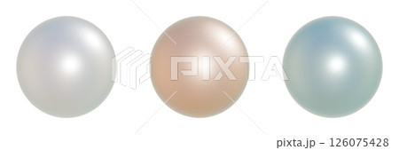 3色のパールの3DCGイラストセット 一粒の真珠のビーズ 126075428