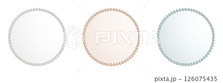 小粒なパールのぷっくりした丸いフレームのセット 透過されたプレートの3DCGイラスト 126075435
