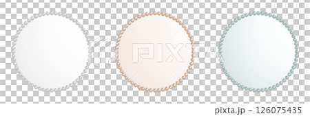 小粒なパールのぷっくりした丸いフレームのセット 透過されたプレートの3DCGイラスト 126075435