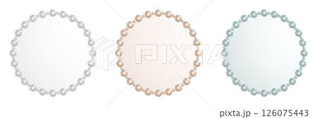 大小のパールが並ぶぷっくりした丸いフレーム 透過されたプレートの3DCGイラストセット 大小のパールが並ぶぷっくりした丸いフレーム 透過されたプレートの3DCGイラストセット 126075443
