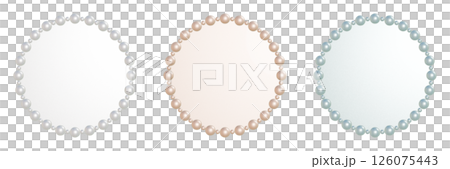 大小のパールが並ぶぷっくりした丸いフレーム 透過されたプレートの3DCGイラストセット 大小のパールが並ぶぷっくりした丸いフレーム 透過されたプレートの3DCGイラストセット 126075443
