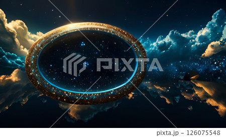 宇宙に広がる銀河をイメージしたフレーム背景壁紙 126075548