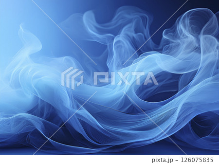 ふわっとした布や煙のような青色 ふわっとした布や煙のような青色 126075835