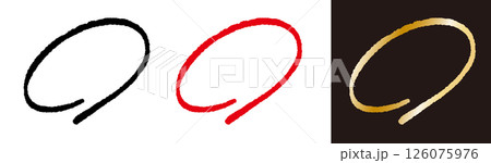 手描きの楕円。落書き風の円。鉛筆で描いた丸のベクターイラスト。 126075976